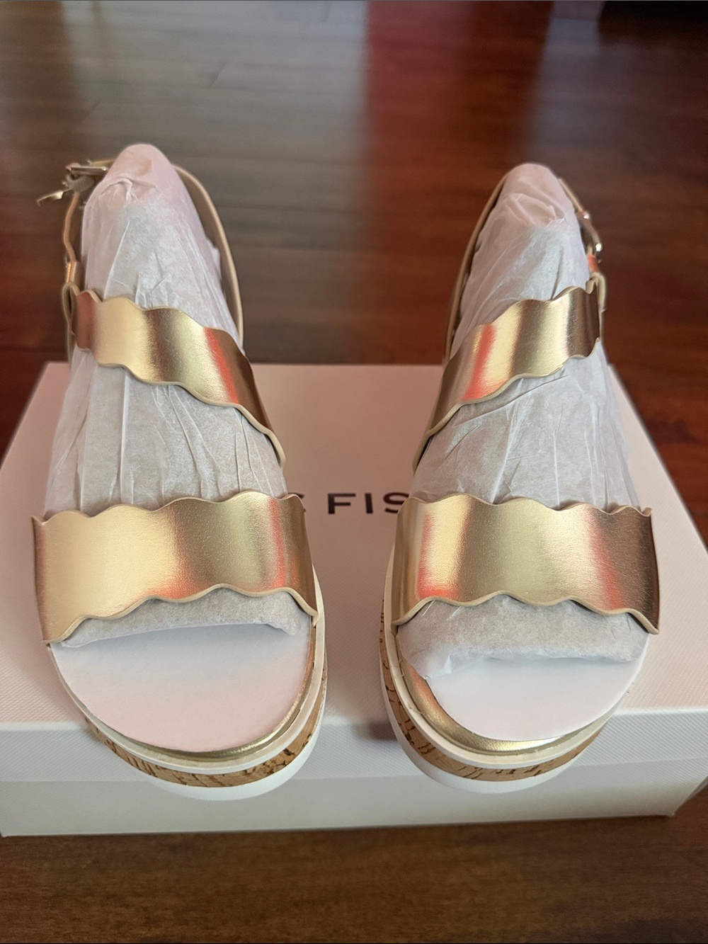 Marc Fisher Women's Gold Scalloped Platform Sandals